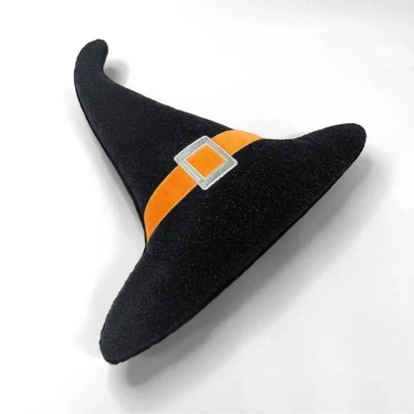 NWT! Glitter Witch Hat Pillow / Target Halloween Decor Accent Black Orange Fall - Picture 3 of 6